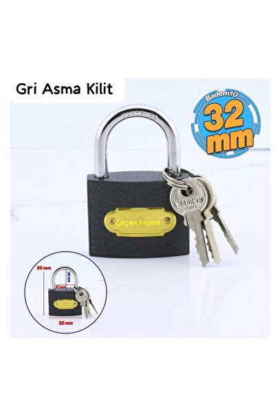 ÇEÇEN HOME (1 komad) Sivi lokot, kuka lokot 32mm - 3 ključa