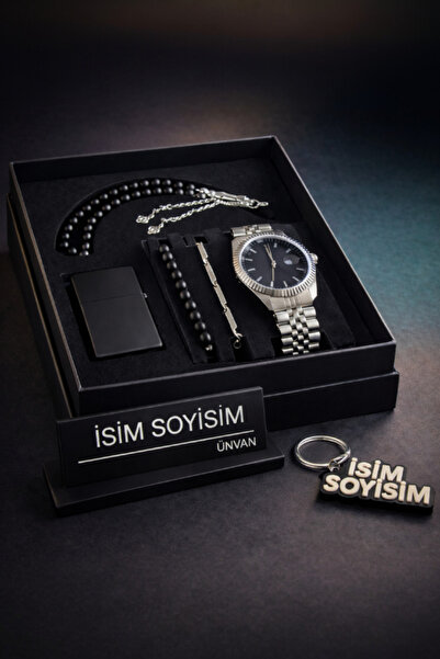 Eyiser Store 7’li Kişiye Özel Mega Saat & Ofis Stil Hediye Seti (7 Parça + Kutu)