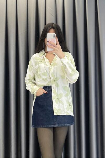 BEBE PLUS Çiçek Desenli Gömlek - Haki HAKİ