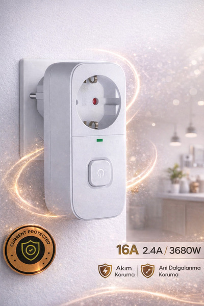 Ecuy Akım Korumalı Anahtarlı Duvar Prizi LED Göstergeli 2.4A USB Çıkışlı 3680...