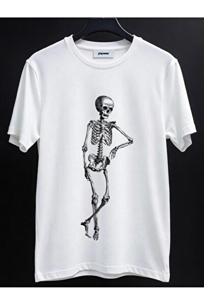 playwear PLAY WEAR Tricou unisex cu imprimeu SKELETON SLOTH, cu decolteu rotund