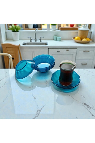 UpHome Set of 6 Blue Tea Plate Coasters Acrylic Crystal