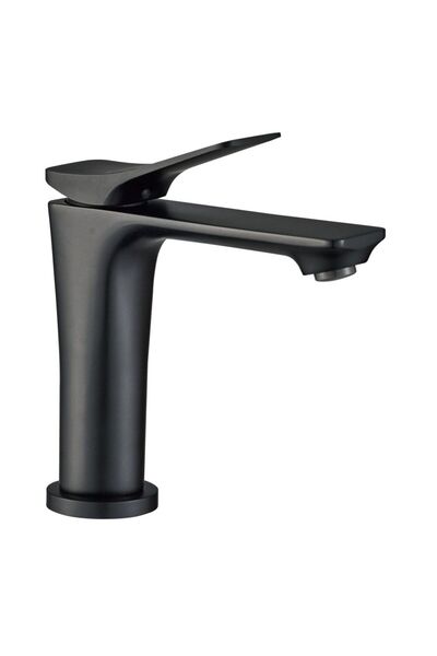 Milano Luxe Arc Basin Mixer - Matt Black Brass Faucet with 10-Year