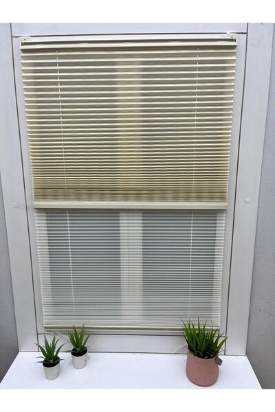 YAZAR HOME Gece Gündüz Katlanabilir Krem Cam Balkon Plise Perde