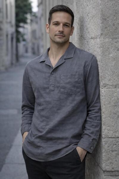 Valiberta Sartre Apaş Collar Single Pocket Thin Modal Fabric Long Sleeve Summ...