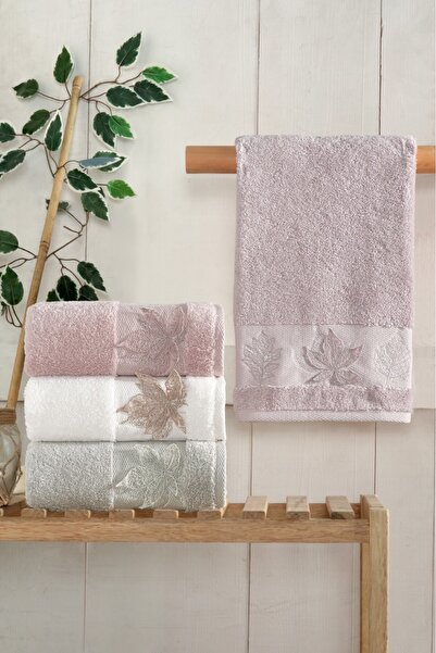 Fiesta Tekstil 50X90 Natural 3D Appliqued 4-Piece Towel Set