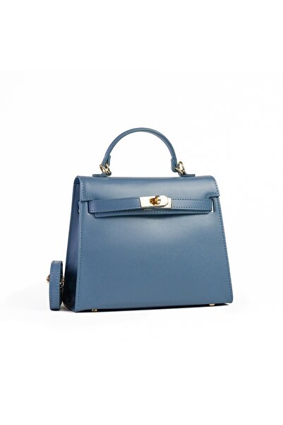 Posete Fagaras Тънка мини кожа чанта Thea - синя - светло сива, ежедневна Чан...