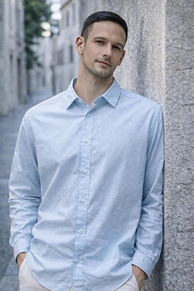 Valiberta Faulkner Modal Fabric Collared Long Sleeve Summer Men's Shirt - Coo...