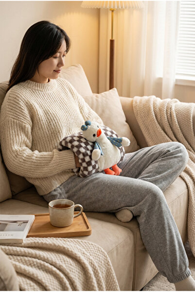 Wexta Sıcak Su Torbası - Peluş Kılıflı Cepli El Geçmeli - Ördek Figürlü - 1 l...