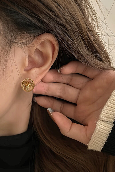 Glaren Minimal Modern Tasarım Altın Renk Kadın Küpe