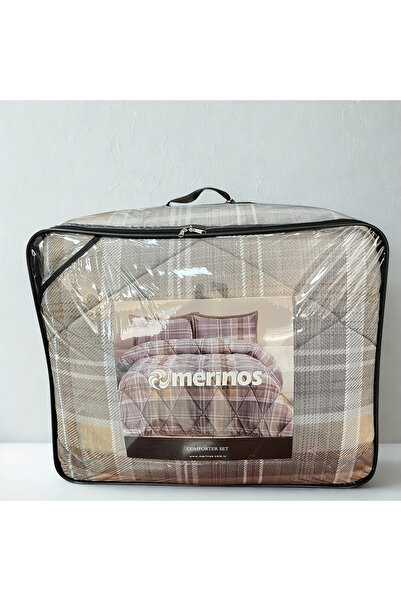 Merinos Comforter set çift kişilik juni gri yastık kılıflı yorgan seti çift t...