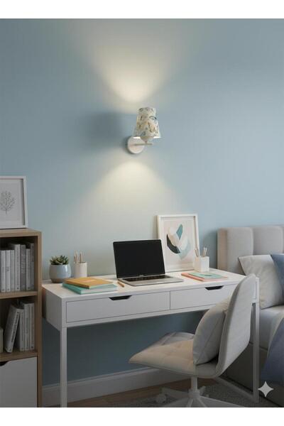 BİAVİZE Butterfly White Chromed Wall Sconce for Youth and Children's Room