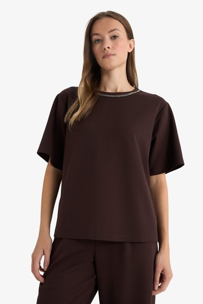 DeFacto Γυναικείο T-shirt E9894AX/BN539 ΚΑΦΕ