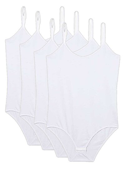 Mestore Women's Snap-On Bodysuit with 4 Rope Straps White