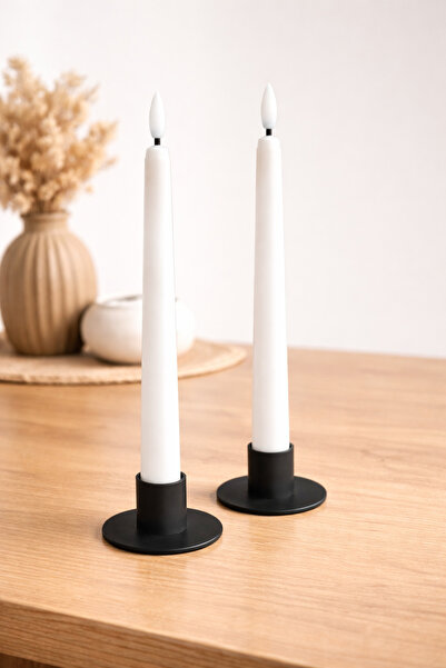 İlknur Home life Modern Vintage Siyah Metal Mumluk Seti (2 Adet)