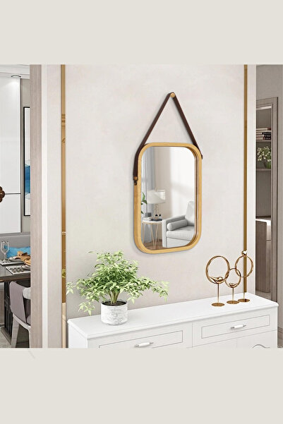 NEWNOW Askılı Bambu Çerçeveli Dikdörtgen Dekoratif Ayna – Doğal & Modern Tasarım