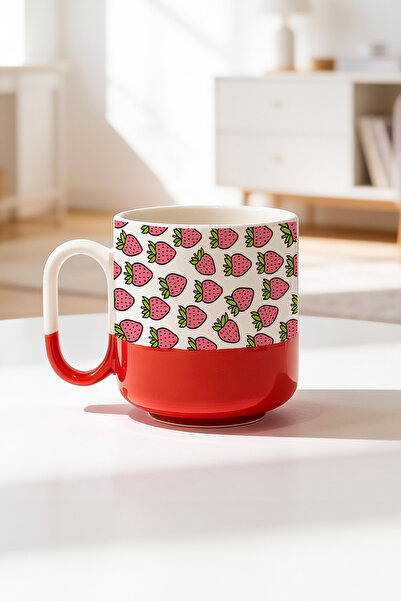 BB TRADE Strawberry Design Ceramic Printed Pro Mug Cup 330ml
