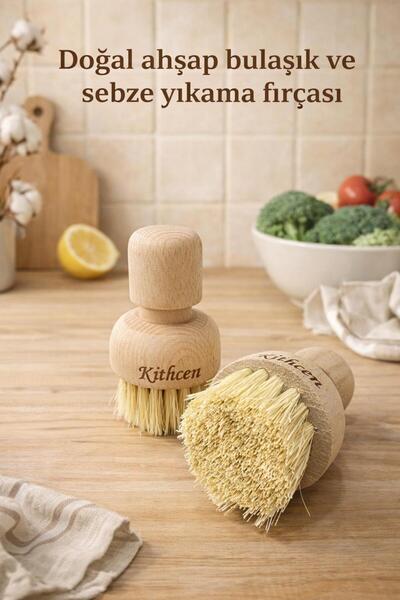 Ayana Cosmetic DOĞAL AHŞAP BULAŞIK VE SEBZE FIRÇASI