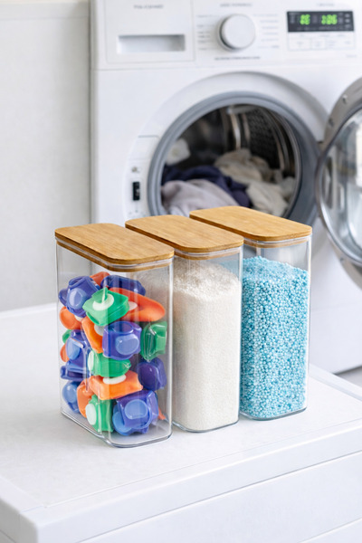 Denia Home 3 Pieces 2.5 Liter Mega Size Bamboo Vacuum Storage Container with ...