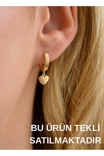 YCL JEWELLERY (TEKLİ) 14 Ayar Altın Zarif Halka Kalp Küpe