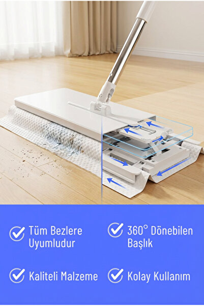 Wexta Mop - Paspas - Akıllı Mop - Tüm Bezlerle Uyumlu - Temizlik Seti / 10 Ad...