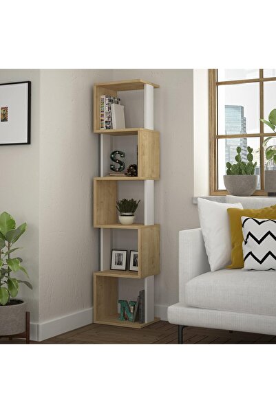 Mourah Home Piri Corner Bookcase, Modern Book shelf Cabinet 6 Tier, Multi Sto...