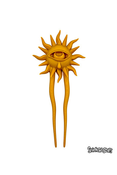 Snickerdoodles Golden Watcher Eye of the Sun Hairpin - French Hair Clip - Got...