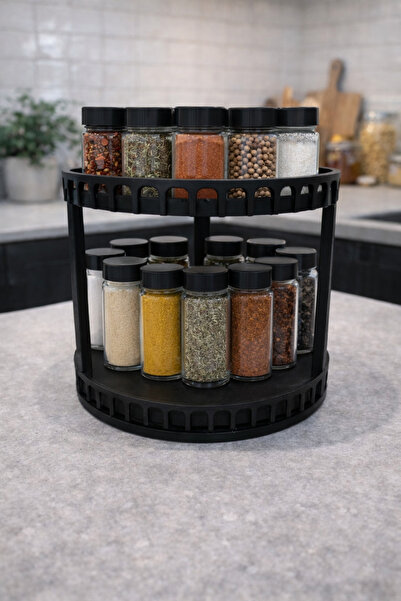 ZaxisStudio3D Dönerli 2 Katlı Baharatlık Seti – 360° Dönen Organizer Baharat ...
