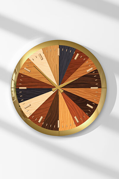 Zevahir Mobilya Dekorasyon Gold Framed Colorful Parquet Look Round Mdf Wall C...