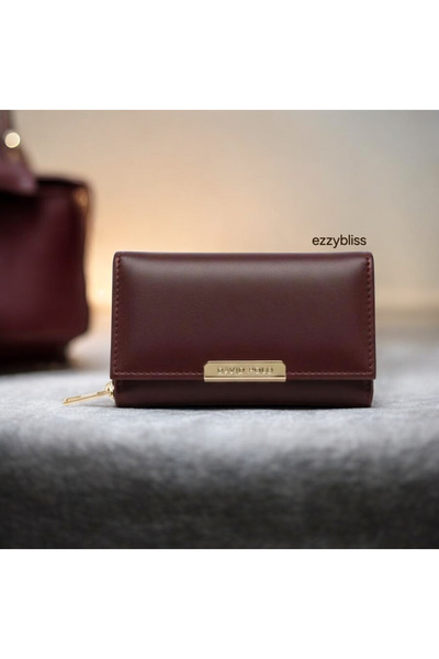 EZZY BLİSS Ezzybliss Women's Burgundy Faux Leather Multi-Compartment Stylish ...