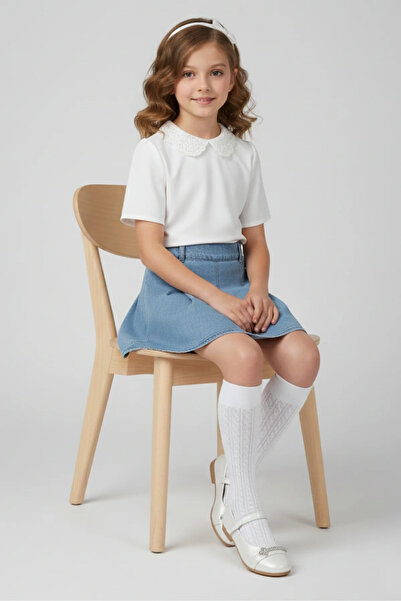 Walkenzo 5102 Pantofi de balerină pentru fete, cu velcro și strasuri, din pie...