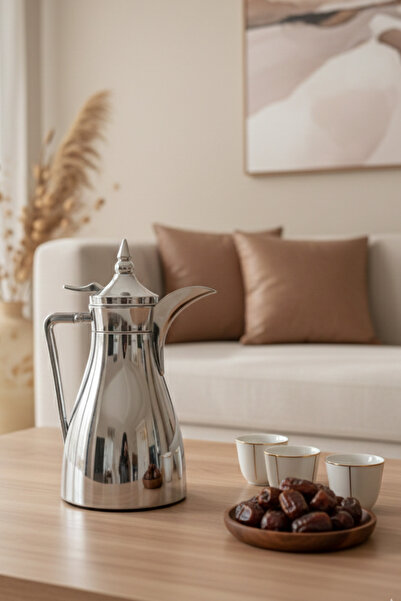 SQUALO 1-liter insulated tea and coffee thermos – glass lining – elegant silv...