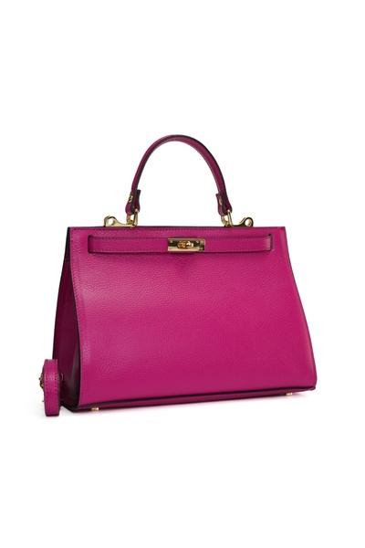 Posete Fagaras Theodora Leather Purse - Fuchsia, Casual Bag Made of Genuine L...