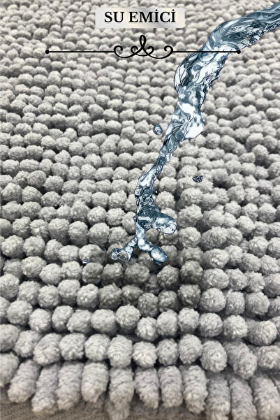 Bestekar Liva Gray Luxury Cotton Double Bath Mat Set 60X100 & 50X60 Soft Textured