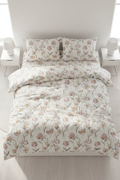 lissehome طقم غطاء لحاف ناعم من القطن بنسبة 100% من Soft Flower Garden مزدوج ...