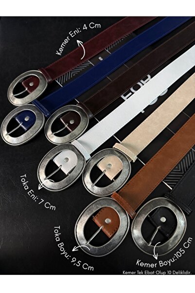 Fiori Women's Faux Leather Oval Buckle Belt, Jacket Belt, Shirt Belt, Dress Belt