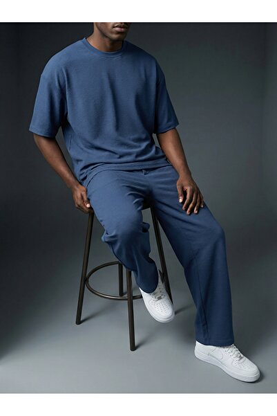 KHAYN Men's Soft Textured Loose Fit Crewneck T-Shirt Track Suit K8996Ot