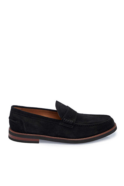 Tergan Siyah Hakiki Süet Deri Erkek Loafer - E25I1AY57208-A01