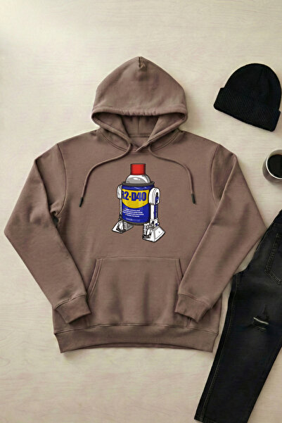 OXVİN R2D2 Wd 40 - Unisex Hooded Kangaroo Pocket 3 Thread Puff (with Fleece I...