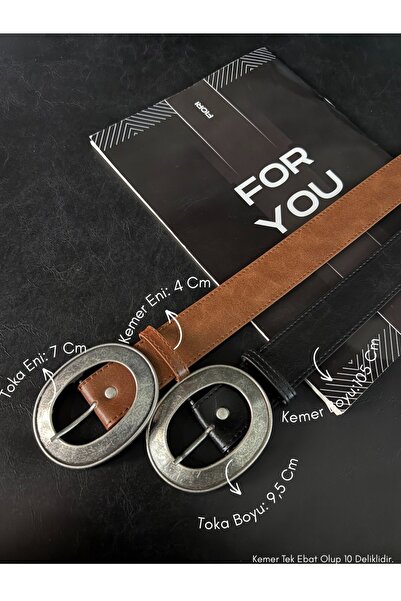 Fiori Women's Faux Leather Oval Buckle Belt, Jacket Belt, Shirt Belt, Dress Belt