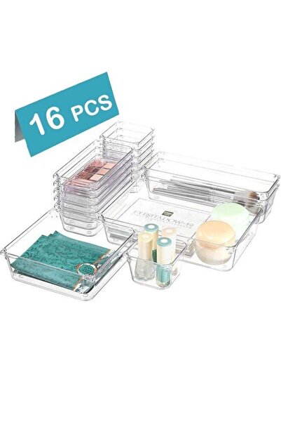 Arabest منظم أدراج المكتب، صينية حمام مانعة للانزلاق مكونة من 16 قطعة، 5 أحجا...