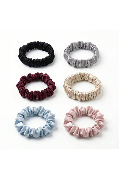 Nomads Felt 6'lı Avantaj Paketi %100 Saf İpek Scrunchie Toka Seti - Karma Ren...