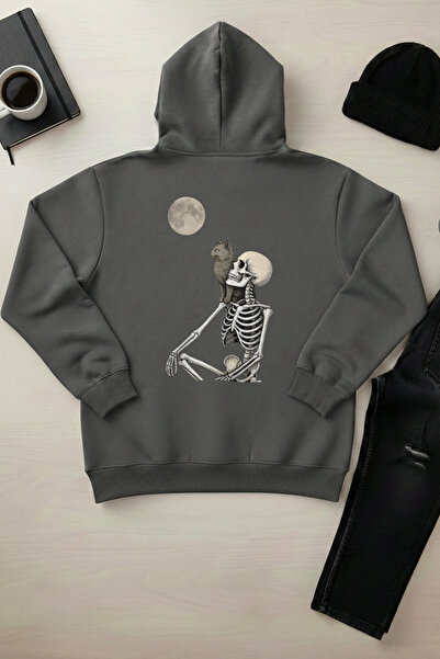 OXVİN Rest in Peace - Unisex Hooded Kangaroo Pocket 3 Thread Puff (Fleece Ins...