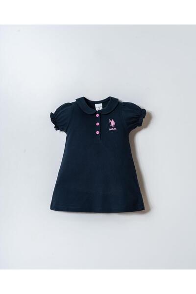 U.S. Polo Assn. Kız Bebek Pike Elbise %100 Pamuk – Polo Yaka Yazlık Günlük El...