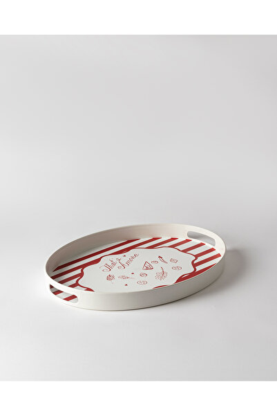 Madame Coco Amore Oval Tray - White/Red