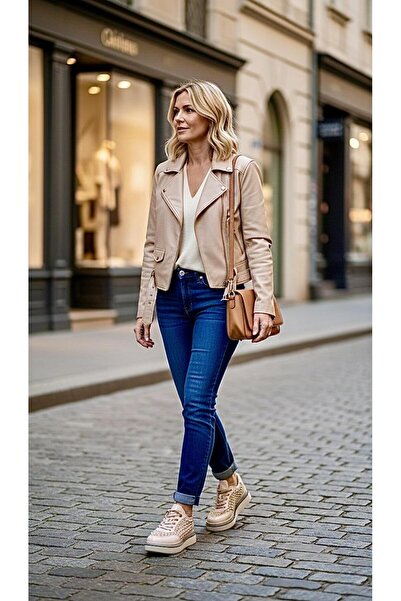 PUNTO 553137 Studded and Stoned Thick Sole Patent Leather Sports Shoes