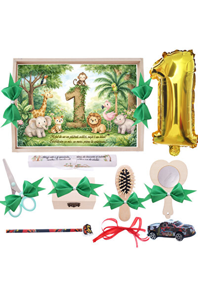 Recostore Set tava mot, model Animalute Safari, verde, 10 piese, 35x20 cm, Re...