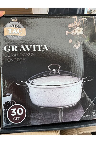 Hediye Köşkü Taç Gravita 30cm Deep Cast Iron Pot White