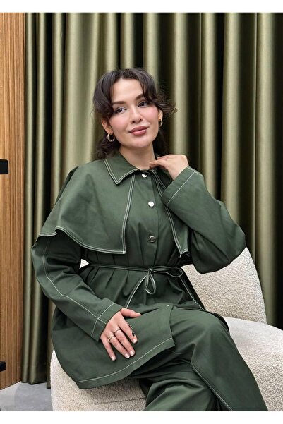 RESSHO Gabardin Kemerli Tesettür Pantolon Takım