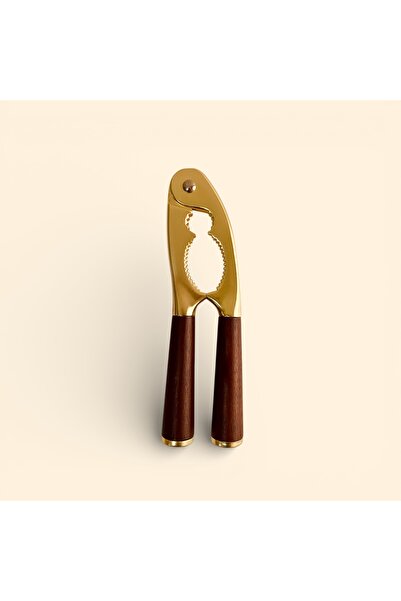ELZEY HOME Acacia Handle Gold Walnut Cracker Stainless Steel